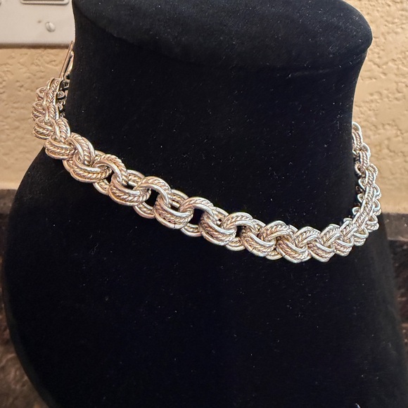 Sterling Silver 925 Triple Row Rolo Necklace Toggle Closure 16.25 Inches 70Grams - Picture 2 of 11